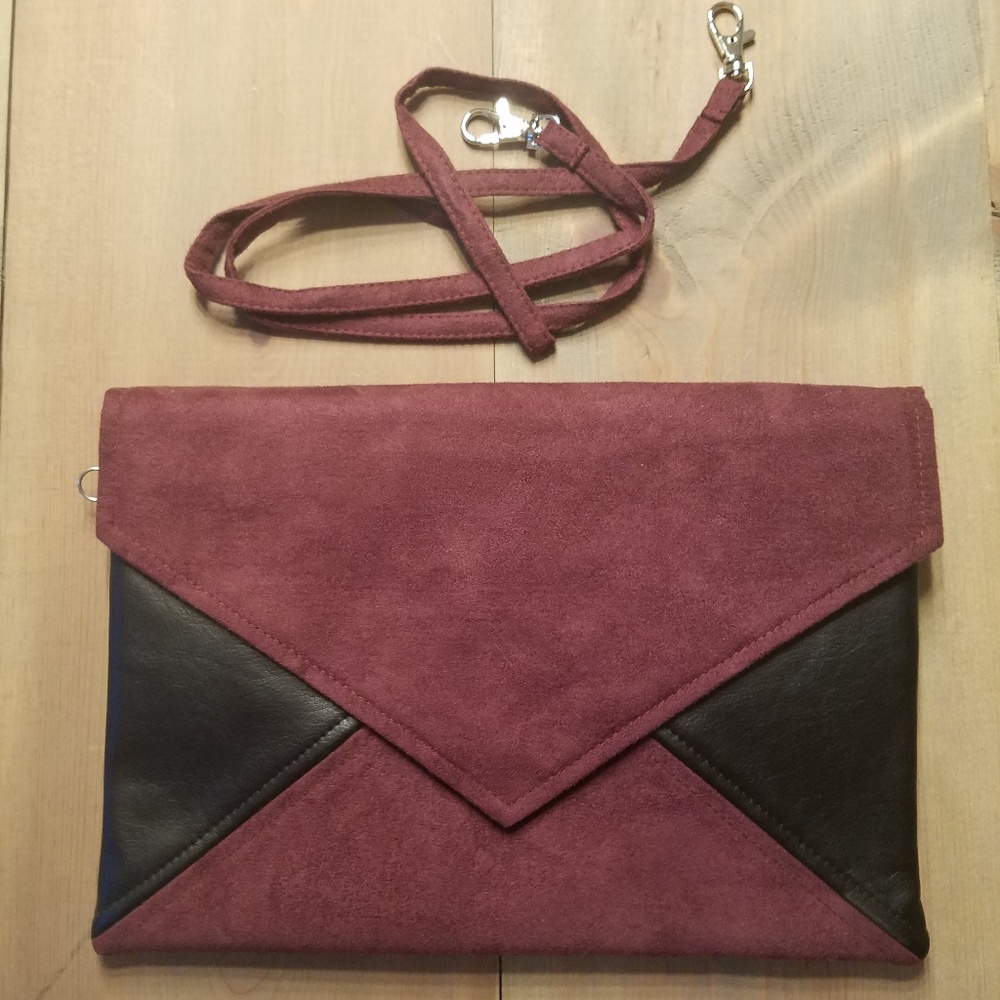 Burgundy and Black Clutch